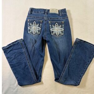 Rockin' G Girls Embroidered Bootcut Jeans Medium Wash Western Boho Y2K Size 12
